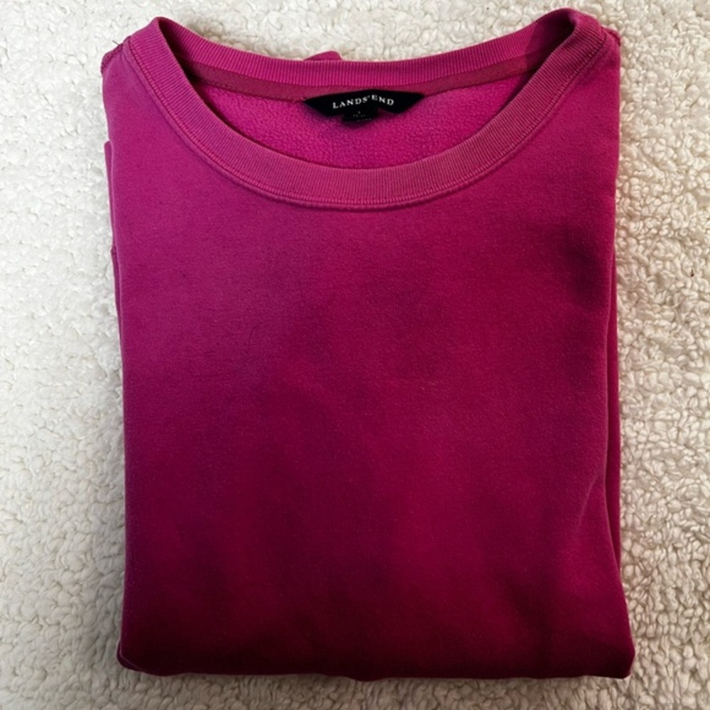 Lands' End Raspberry Crewneck Women's Sweatshirt Size: Large